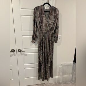 ba&sh Long Sleeve Metallic Maxi Dress